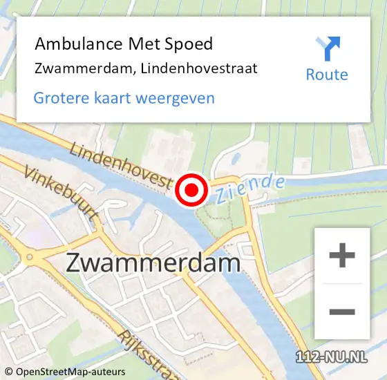 Locatie op kaart van de 112 melding: Ambulance Met Spoed Naar Zwammerdam, Lindenhovestraat op 8 mei 2023 23:08