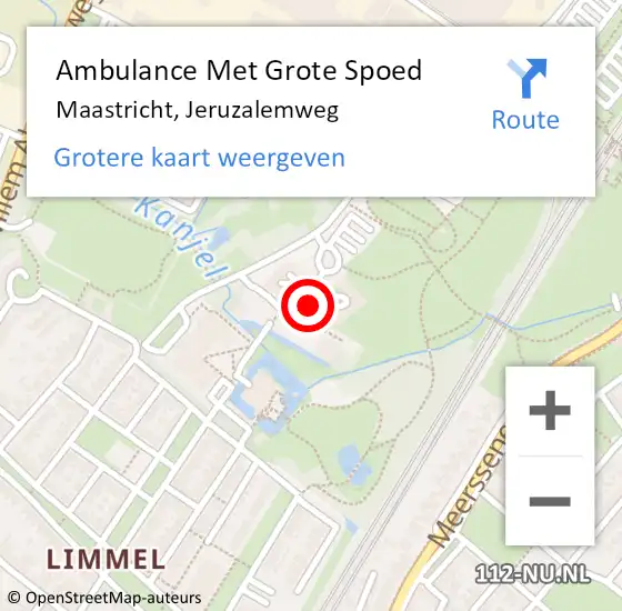Locatie op kaart van de 112 melding: Ambulance Met Grote Spoed Naar Maastricht, Jeruzalemweg op 8 mei 2023 23:22