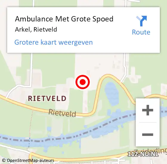 Locatie op kaart van de 112 melding: Ambulance Met Grote Spoed Naar Arkel, Rietveld op 8 mei 2023 23:23