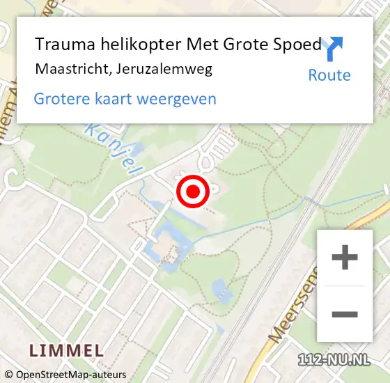 Locatie op kaart van de 112 melding: Trauma helikopter Met Grote Spoed Naar Maastricht, Jeruzalemweg op 8 mei 2023 23:27