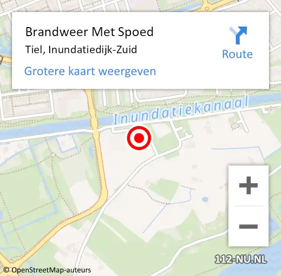 Locatie op kaart van de 112 melding: Brandweer Met Spoed Naar Tiel, Inundatiedijk-Zuid op 8 mei 2023 23:37