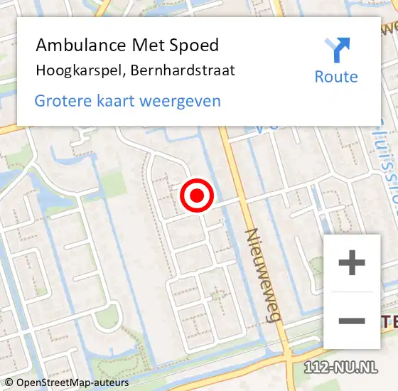 Locatie op kaart van de 112 melding: Ambulance Met Spoed Naar Hoogkarspel, Bernhardstraat op 9 mei 2023 01:39