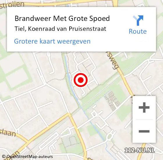 Locatie op kaart van de 112 melding: Brandweer Met Grote Spoed Naar Tiel, Koenraad van Pruisenstraat op 9 mei 2023 02:06