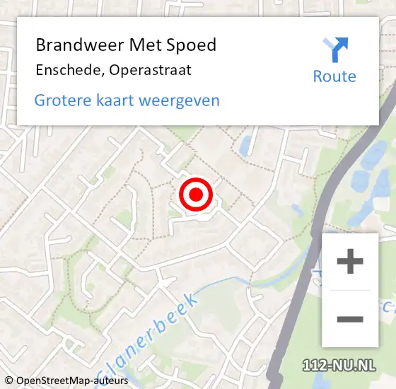 Locatie op kaart van de 112 melding: Brandweer Met Spoed Naar Enschede, Operastraat op 9 mei 2023 02:25