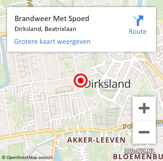 Locatie op kaart van de 112 melding: Brandweer Met Spoed Naar Dirksland, Beatrixlaan op 9 mei 2023 03:10