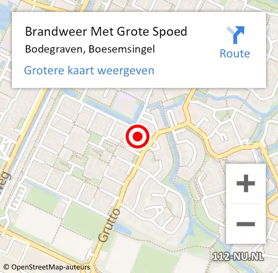 Locatie op kaart van de 112 melding: Brandweer Met Grote Spoed Naar Bodegraven, Boesemsingel op 9 mei 2023 05:09