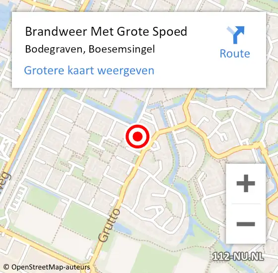 Locatie op kaart van de 112 melding: Brandweer Met Grote Spoed Naar Bodegraven, Boesemsingel op 9 mei 2023 05:14