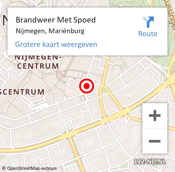 Locatie op kaart van de 112 melding: Brandweer Met Spoed Naar Nijmegen, Mariënburg op 9 mei 2023 05:33