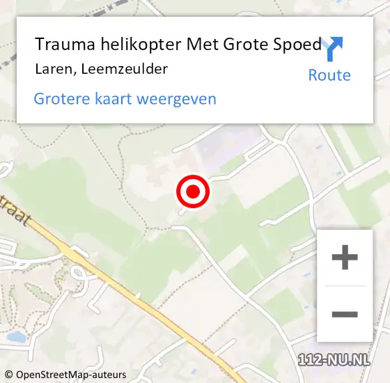 Locatie op kaart van de 112 melding: Trauma helikopter Met Grote Spoed Naar Laren, Leemzeulder op 9 mei 2023 06:03