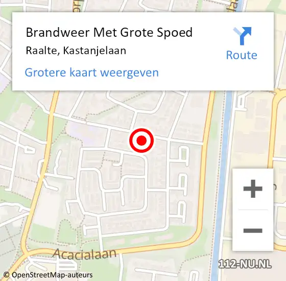 Locatie op kaart van de 112 melding: Brandweer Met Grote Spoed Naar Raalte, Kastanjelaan op 9 mei 2023 06:05