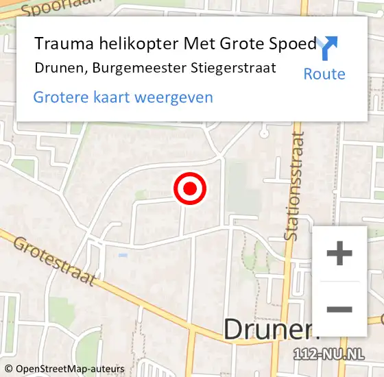 Locatie op kaart van de 112 melding: Trauma helikopter Met Grote Spoed Naar Drunen, Burgemeester Stiegerstraat op 9 mei 2023 06:35