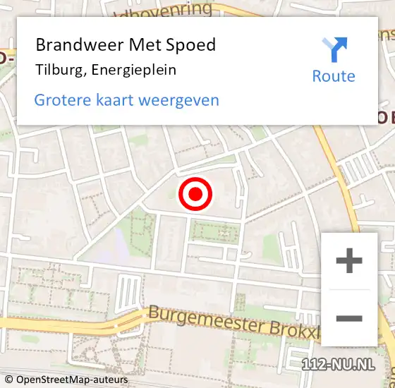 Locatie op kaart van de 112 melding: Brandweer Met Spoed Naar Tilburg, Energieplein op 9 mei 2023 07:26