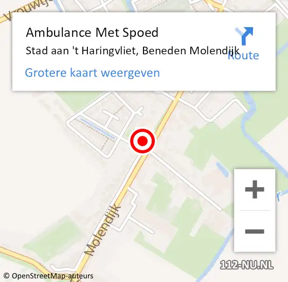 Locatie op kaart van de 112 melding: Ambulance Met Spoed Naar Stad aan 't Haringvliet, Beneden Molendijk op 9 mei 2023 07:31