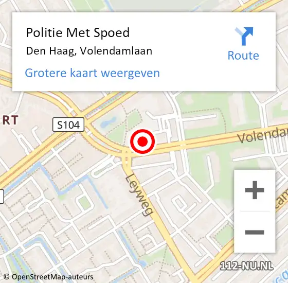 Locatie op kaart van de 112 melding: Politie Met Spoed Naar Den Haag, Volendamlaan op 9 mei 2023 07:42