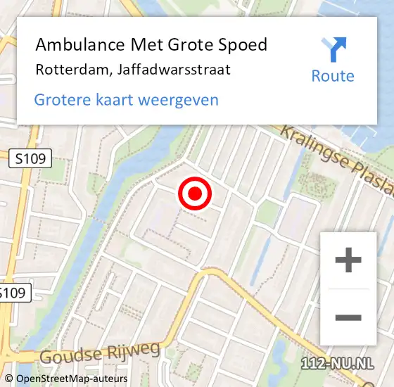Locatie op kaart van de 112 melding: Ambulance Met Grote Spoed Naar Rotterdam, Jaffadwarsstraat op 9 mei 2023 07:46