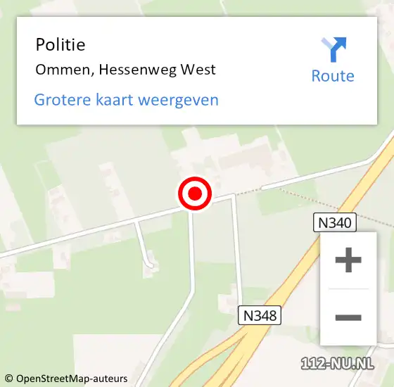 Locatie op kaart van de 112 melding: Politie Ommen, Hessenweg West op 9 mei 2023 07:52