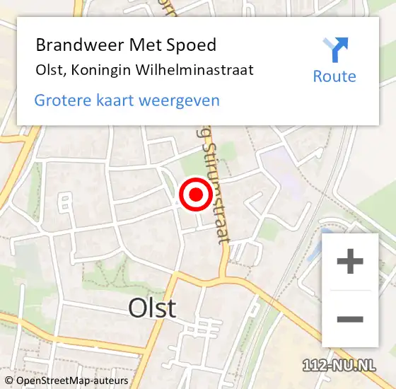 Locatie op kaart van de 112 melding: Brandweer Met Spoed Naar Olst, Koningin Wilhelminastraat op 9 mei 2023 07:54