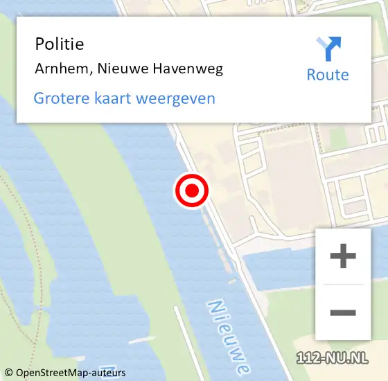 Locatie op kaart van de 112 melding: Politie Arnhem, Nieuwe Havenweg op 9 mei 2023 08:05