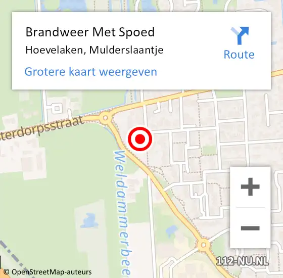 Locatie op kaart van de 112 melding: Brandweer Met Spoed Naar Hoevelaken, Mulderslaantje op 9 mei 2023 08:19