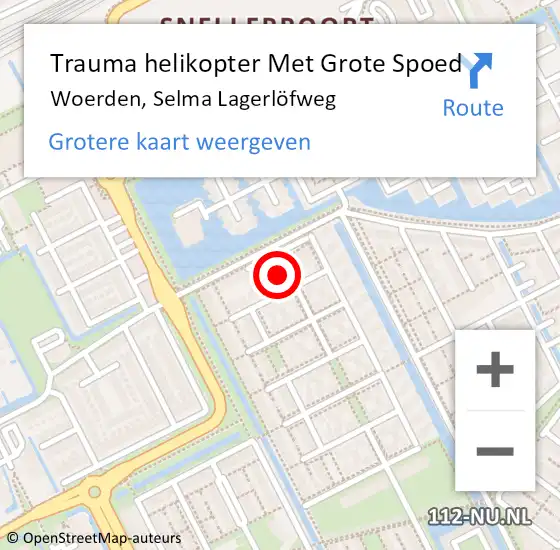 Locatie op kaart van de 112 melding: Trauma helikopter Met Grote Spoed Naar Woerden, Selma Lagerlöfweg op 9 mei 2023 09:00