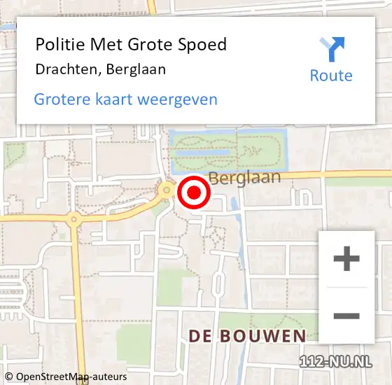 Locatie op kaart van de 112 melding: Politie Met Grote Spoed Naar Drachten, Berglaan op 9 mei 2023 09:21