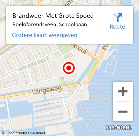 Locatie op kaart van de 112 melding: Brandweer Met Grote Spoed Naar Roelofarendsveen, Schoolbaan op 9 september 2013 11:54