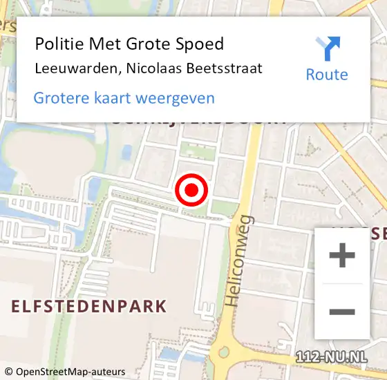 Locatie op kaart van de 112 melding: Politie Met Grote Spoed Naar Leeuwarden, Nicolaas Beetsstraat op 9 mei 2023 09:49