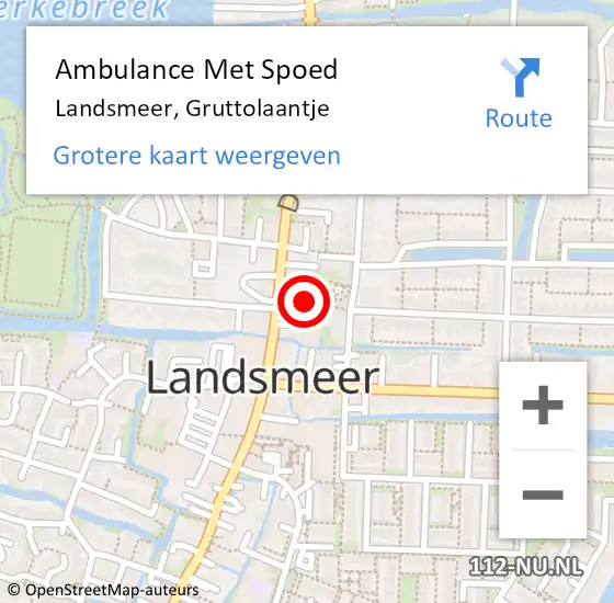Locatie op kaart van de 112 melding: Ambulance Met Spoed Naar Landsmeer, Gruttolaantje op 9 mei 2023 09:49