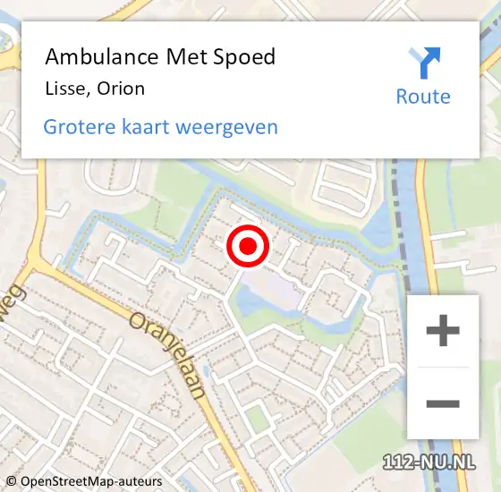 Locatie op kaart van de 112 melding: Ambulance Met Spoed Naar Lisse, Orion op 9 mei 2023 10:26