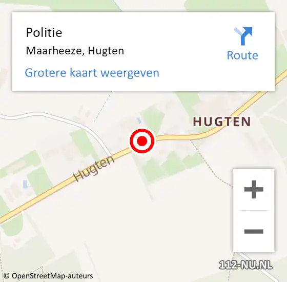 Locatie op kaart van de 112 melding: Politie Maarheeze, Hugten op 9 mei 2023 10:50