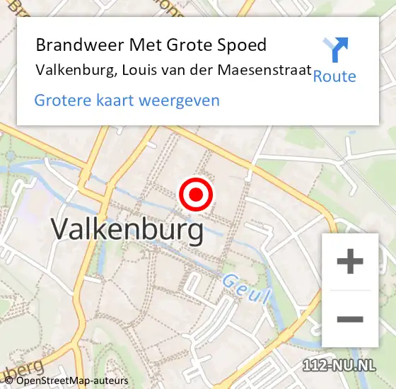 Locatie op kaart van de 112 melding: Brandweer Met Grote Spoed Naar Valkenburg, Louis van der Maesenstraat op 9 mei 2023 11:42