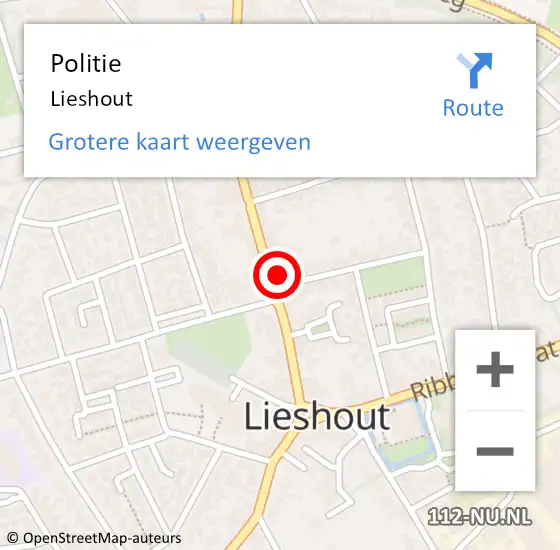 Locatie op kaart van de 112 melding: Politie Lieshout op 9 mei 2023 11:50