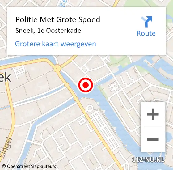 Locatie op kaart van de 112 melding: Politie Met Grote Spoed Naar Sneek, 1e Oosterkade op 9 mei 2023 12:21