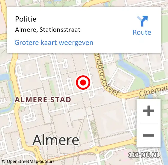 Locatie op kaart van de 112 melding: Politie Almere, Stationsstraat op 9 mei 2023 12:38