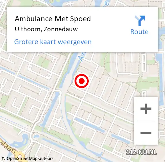 Locatie op kaart van de 112 melding: Ambulance Met Spoed Naar Uithoorn, Zonnedauw op 9 mei 2023 12:40