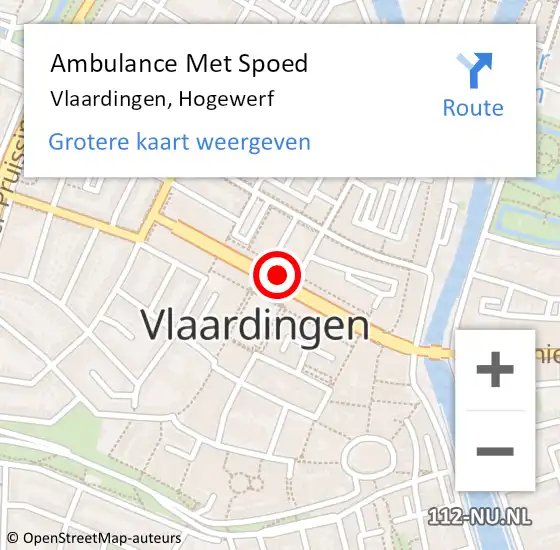 Locatie op kaart van de 112 melding: Ambulance Met Spoed Naar Vlaardingen, Hogewerf op 9 mei 2023 13:06