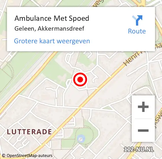 Locatie op kaart van de 112 melding: Ambulance Met Spoed Naar Geleen, Akkermansdreef op 24 augustus 2014 23:54