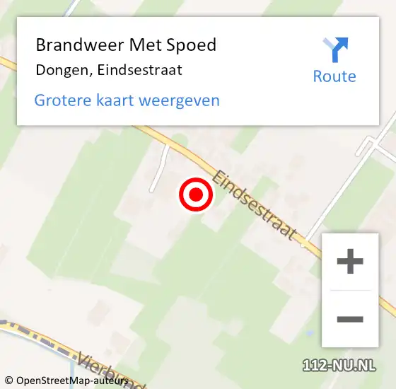 Locatie op kaart van de 112 melding: Brandweer Met Spoed Naar Dongen, Eindsestraat op 9 mei 2023 14:07