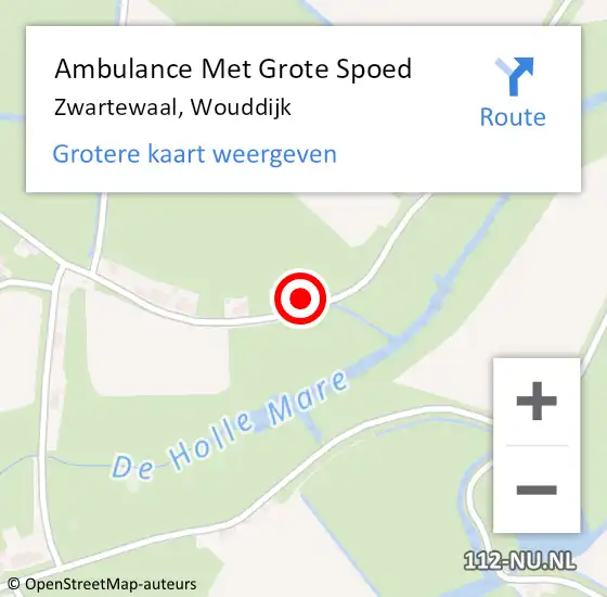 Locatie op kaart van de 112 melding: Ambulance Met Grote Spoed Naar Zwartewaal, Wouddijk op 9 mei 2023 14:20