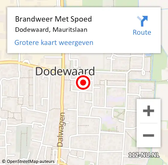 Locatie op kaart van de 112 melding: Brandweer Met Spoed Naar Dodewaard, Mauritslaan op 9 mei 2023 14:33