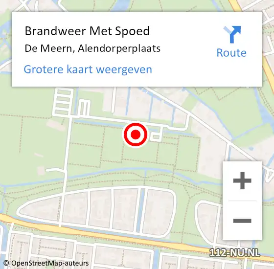 Locatie op kaart van de 112 melding: Brandweer Met Spoed Naar De Meern, Alendorperplaats op 9 mei 2023 14:42