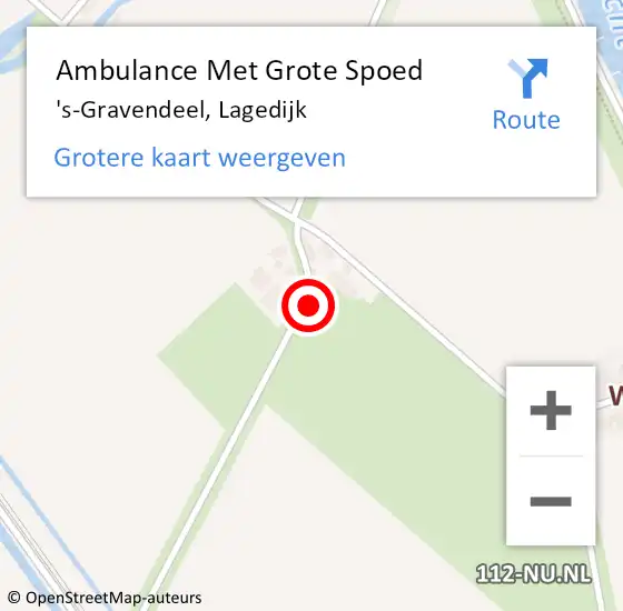 Locatie op kaart van de 112 melding: Ambulance Met Grote Spoed Naar 's-Gravendeel, Lagedijk op 9 mei 2023 14:43