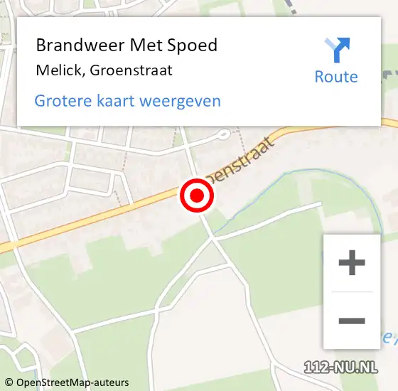 Locatie op kaart van de 112 melding: Brandweer Met Spoed Naar Melick, Groenstraat op 9 mei 2023 14:48