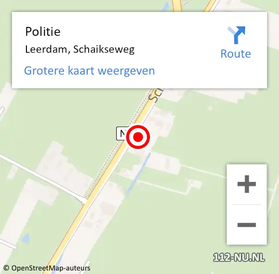 Locatie op kaart van de 112 melding: Politie Leerdam, Schaikseweg op 9 mei 2023 15:15