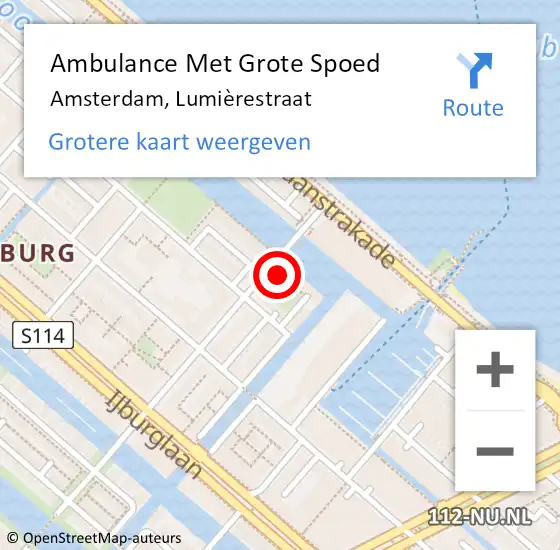 Locatie op kaart van de 112 melding: Ambulance Met Grote Spoed Naar Amsterdam, Lumièrestraat op 9 mei 2023 15:22