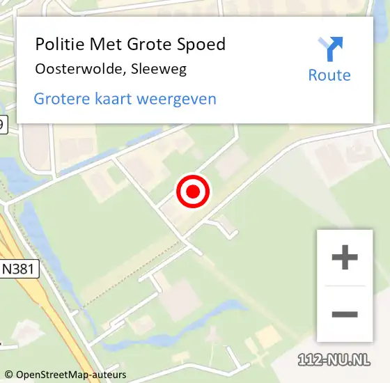 Locatie op kaart van de 112 melding: Politie Met Grote Spoed Naar Oosterwolde, Sleeweg op 9 mei 2023 15:28