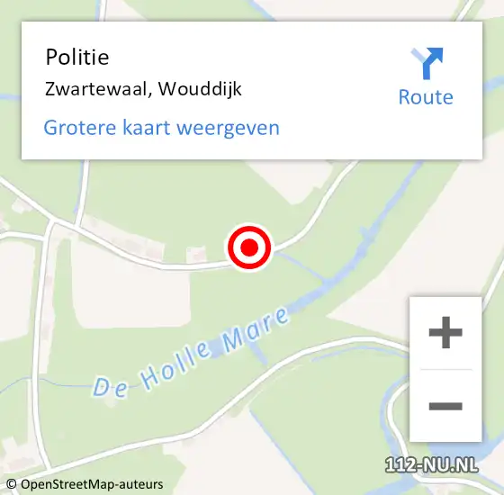Locatie op kaart van de 112 melding: Politie Zwartewaal, Wouddijk op 9 mei 2023 15:39