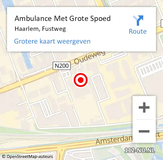 Locatie op kaart van de 112 melding: Ambulance Met Grote Spoed Naar Haarlem, Fustweg op 9 mei 2023 15:39