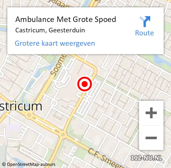 Locatie op kaart van de 112 melding: Ambulance Met Grote Spoed Naar Castricum, Geesterduin op 9 mei 2023 15:50