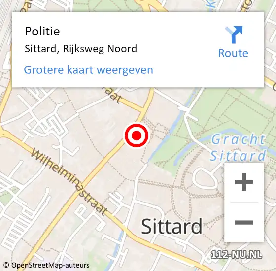 Locatie op kaart van de 112 melding: Politie Sittard, Rijksweg Noord op 9 mei 2023 15:52